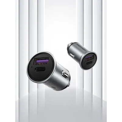 Vention FFBH0 Cargador de Coche 1xUSB-C + 1xUSB-A 20W Aleación