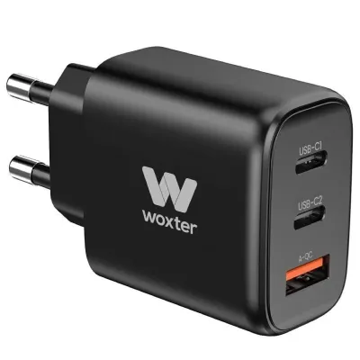 Woxter Cargador Carga Rápida 2 Tomas USB-C + USB A 65W