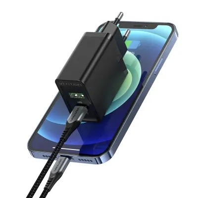 Vention FBBB0-EU Cargador de Pared 1xUSB Tipo-C 1xUSB 20W Negro