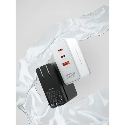 Vention FEGB0-EU Cargador GaN de Pared 2xUSB-C 1xUSB 100W Negro