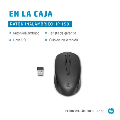 HP 150 Ratón Inalámbrico Hasta 1600DPI Negro