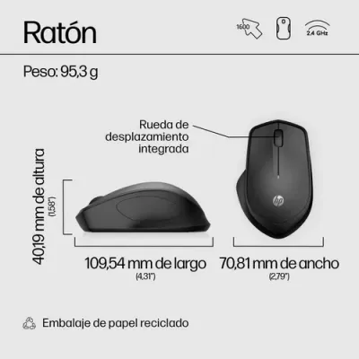 Ratón Inalámbrico HP 280/ Hasta 1200 DPI Ratón Inalámbrico HP 280/ Hasta 1200 DPI
