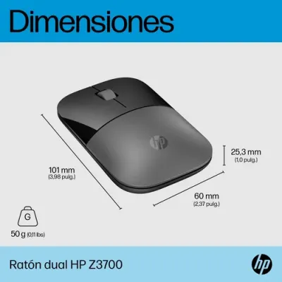 Ratón Inalámbrico por Bluetooth HP Z3700 Dual/ Hasta 1600 DPI/ Ratón Inalámbrico por Bluetooth HP Z3700 Dual/ Hasta 1600 DPI/