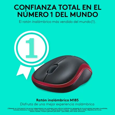 Logitech M185 Ratón Inalámbrico 1000 DPI Negro/Rojo Logitech M185 Ratón Inalámbrico 1000 DPI Negro/Rojo