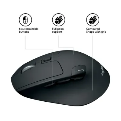 Logitech M720 Triathlon Ratón Inalámbrico Negro 1000DPI