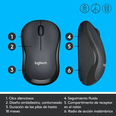 Logitech M220 Silent Ratón Wireless Negro Logitech M220 Silent Ratón Wireless Negro