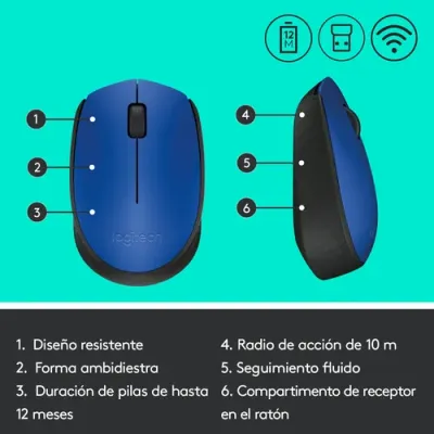 Logitech M171 Ratón Inalámbrico Azul Logitech M171 Ratón Inalámbrico Azul