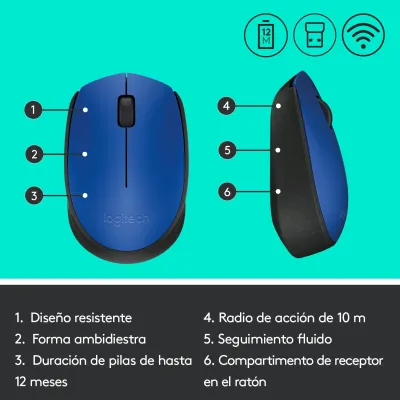 Logitech M171 Ratón Inalámbrico Azul Logitech M171 Ratón Inalámbrico Azul
