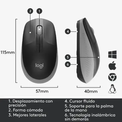 Logitech M190 Ratón Inalámbrico 1000DPI Gris Logitech M190 Ratón Inalámbrico 1000DPI Gris