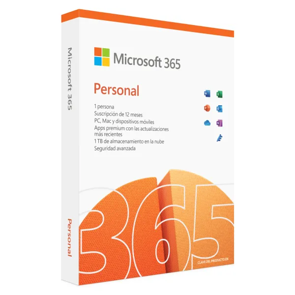 Microsoft Office 365 Personal | 1 PC/MAC/Tablets/Smartphone | Caja física | 1 Año