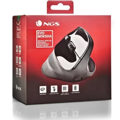 NGS EVO MOKSHA Ratón Vertical Inalámbrico 2400 DPI Negro