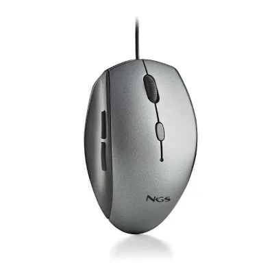 Ratón Ergonómico NGS Moth Gray/ Hasta 1600 DPI/ Gris