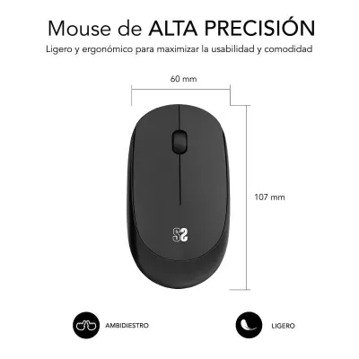 Subblim Business Plus Silencioso Ratón Inalámbrico 1200DPI Negro