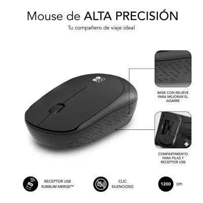 Subblim Business Plus Silencioso Ratón Inalámbrico 1200DPI Negro