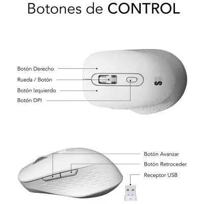 Subblim Curve Ergo Dual Ratón Ergonómico Inalámbrico Blanco