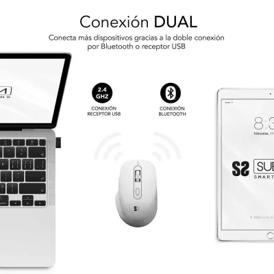 Subblim Curve Ergo Dual Ratón Ergonómico Inalámbrico Blanco