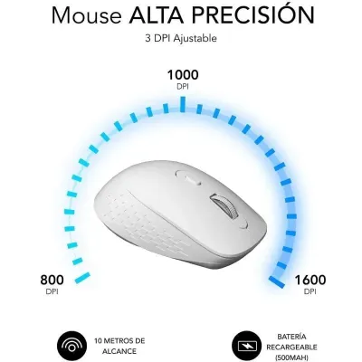 Subblim Curve Ergo Dual Ratón Ergonómico Inalámbrico Blanco