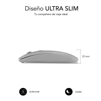 Subblim Dual Flat Mouse Ratón Inalámbrico Bluetooth 1600DPI Gris
