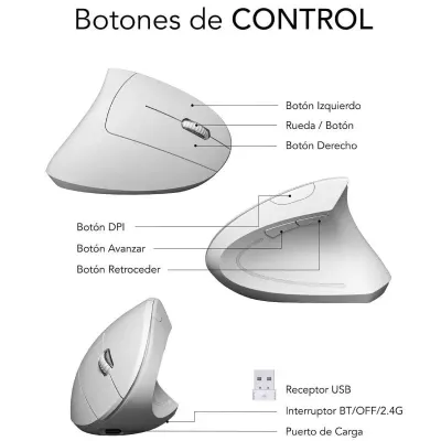 Subblim Glide Vertical Ergo Dual Ratón Vertical Ergonómico Subblim Glide Vertical Ergo Dual Ratón Vertical Ergonómico