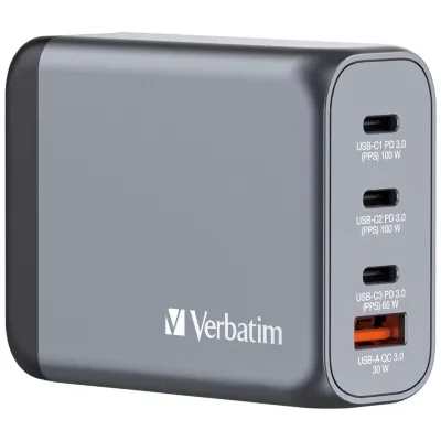 Verbatim GNC-100 Cargador GaN 100W Carga Rápida Gris