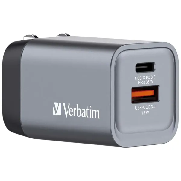 Verbatim GNC-35 Cargador GaN 35W Carga Rápida Gris 