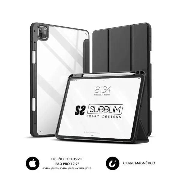 Subblim Clear Shock Case Funda Negra para iPad Pro 12.9"