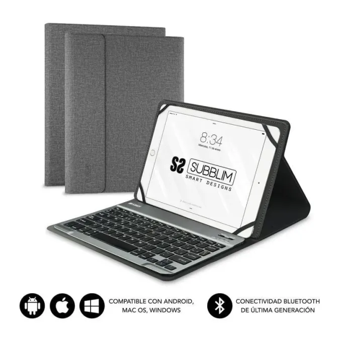 Subblim Keytab Pro Bluetooth Funda con Teclado Gris para