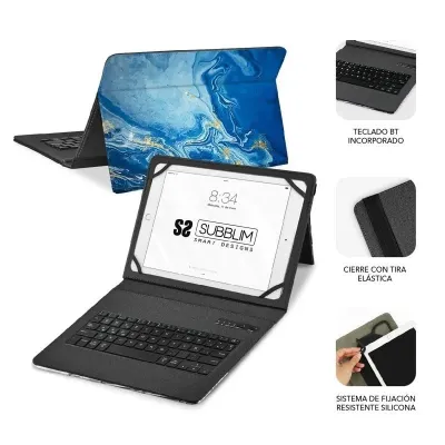 Subblim Keytab Pro Funda con Teclado Bluetooth Mármol Azul para