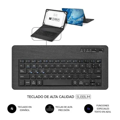Subblim Keytab Pro Funda con Teclado Bluetooth Mármol Azul para
