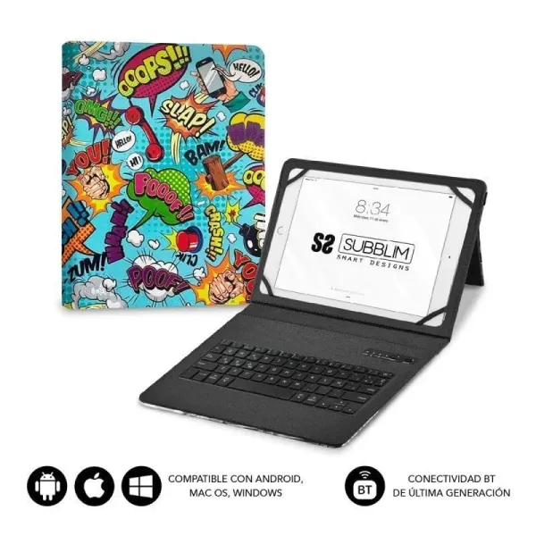 Subblim Keytab Pro Funda con Teclado Bluetooth Cómic para Tablet 9-11"