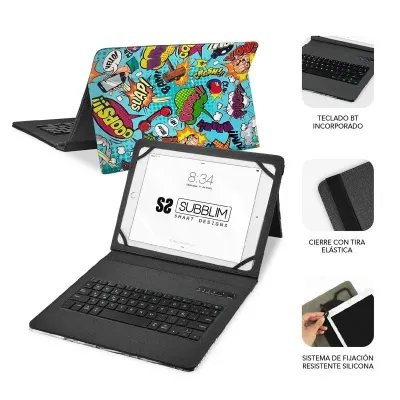 Subblim Keytab Pro Funda con Teclado Bluetooth Cómic para