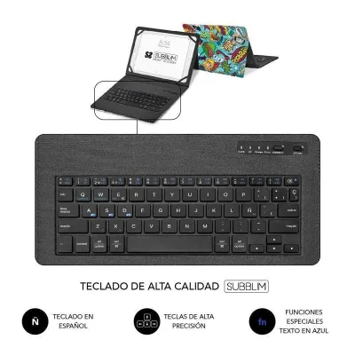 Subblim Keytab Pro Funda con Teclado Bluetooth Cómic para
