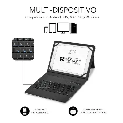 Subblim Keytab Pro Funda con Teclado Bluetooth Mármol Blanco