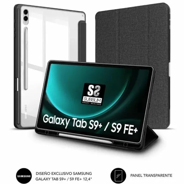 Sublim Clear Shock Case Funda Negra para Samsung Galaxy Tab S9+/S9 FE+ 12.4"