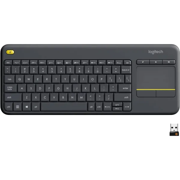 Logitech K400 Plus Negro Teclado inalámbrico Para PC/TV, Touchpad, Windows/Android