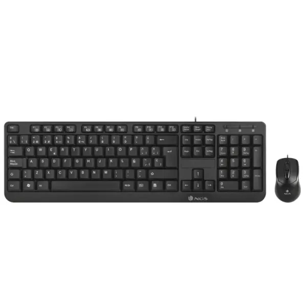 NGS Cocoa Kit Teclado Multimedia Qwerty Español + Ratón 1000 DPI USB Negro