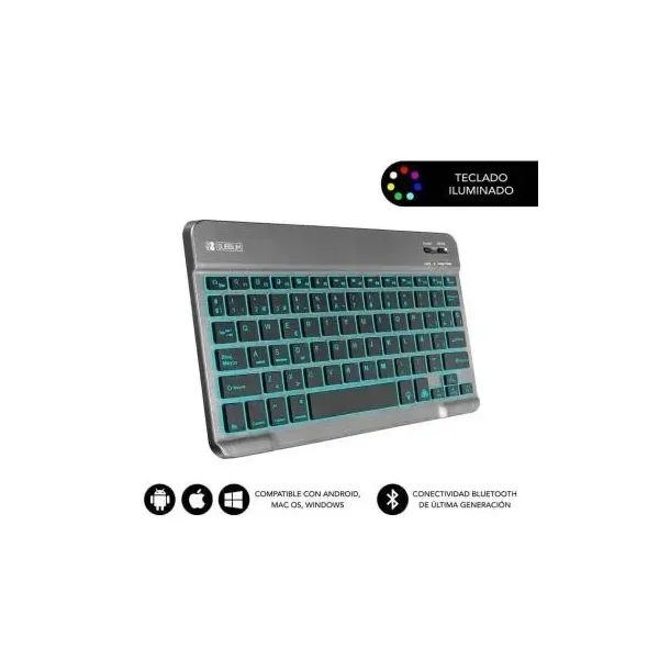 Teclado Compacto Inalámbrico por Bluetooth Subblim Smart Backlit/ Gris