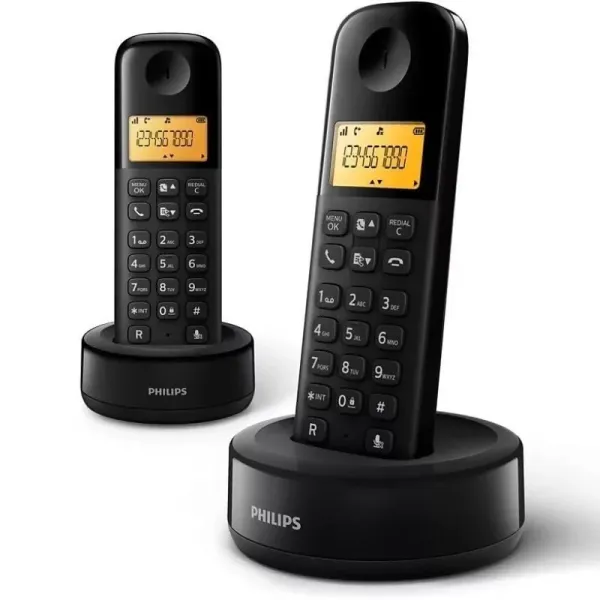 Philips D1602B/34 Teléfono Inalámbrico Duo Negro