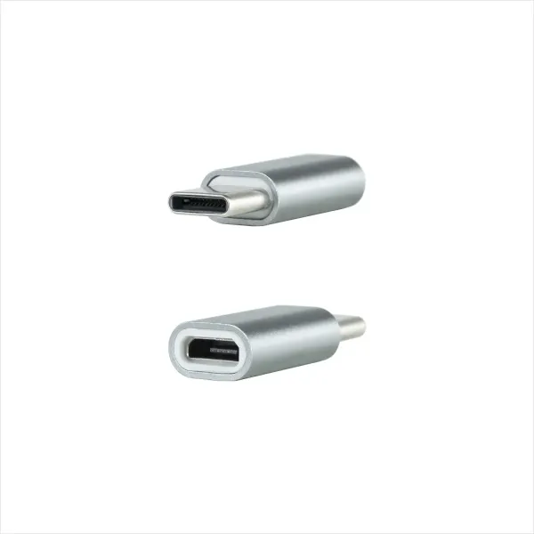 Nanocable Adaptador USB-C a Micro USB Macho/Hembra Gris