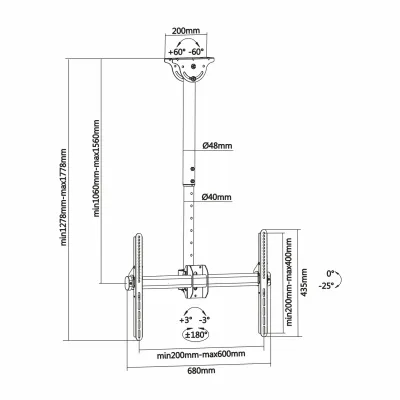 Aisens CT70TSLE-033 Soporte de Techo para TV de 37" a 70" VESA Aisens CT70TSLE-033 Soporte de Techo para TV de 37" a 70" VESA