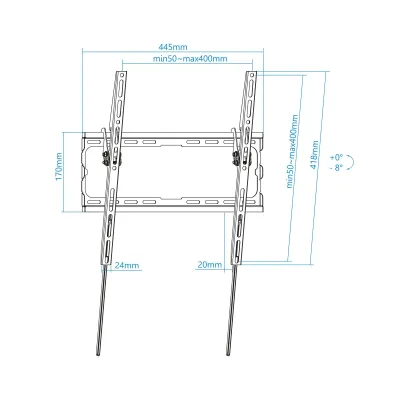 TooQ Soporte de Pared Inclinable para Monitor/TV 32"-70" VESA TooQ Soporte de Pared Inclinable para Monitor/TV 32"-70" VESA