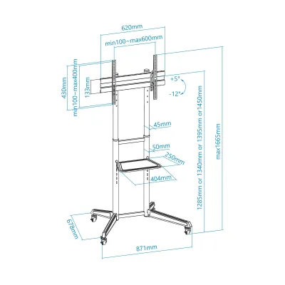 TooQ FS1170M-B Soporte de Suelo con Ruedas Inclinable para TV TooQ FS1170M-B Soporte de Suelo con Ruedas Inclinable para TV