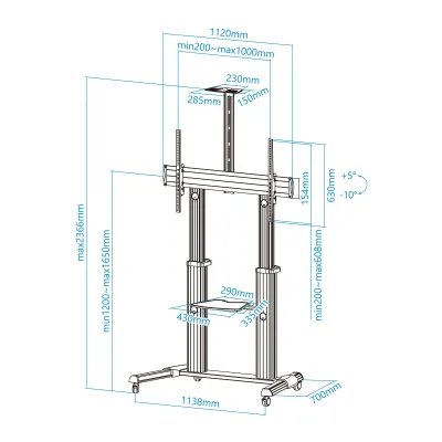 TooQ Partenón FS20300M-B Soporte de Suelo para TV 60"-100" VESA TooQ Partenón FS20300M-B Soporte de Suelo para TV 60"-100" VESA