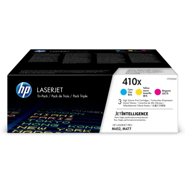 HP 410X Alta Capacidad Multipack Cian Magenta Amarillo Original | Tóner CF252XM