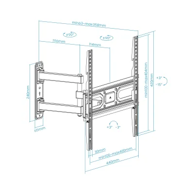 TooQ LP7843TN-B Soporte de Pared Giratorio/Inclinable para TV TooQ LP7843TN-B Soporte de Pared Giratorio/Inclinable para TV