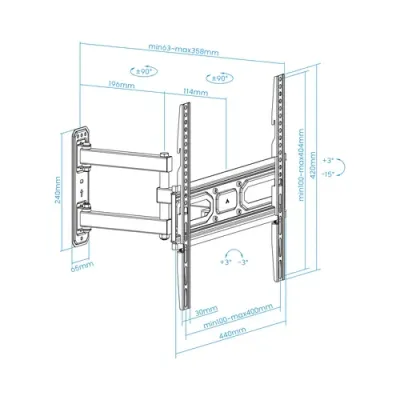 TooQ LP7843TN-B Soporte de Pared Giratorio/Inclinable para TV TooQ LP7843TN-B Soporte de Pared Giratorio/Inclinable para TV
