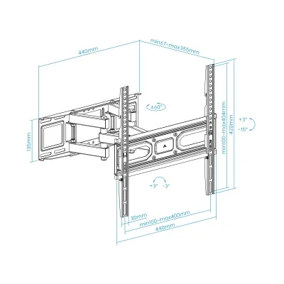 TooQ LP7846TN-B Soporte de Pared Giratorio/Inclinable para TV TooQ LP7846TN-B Soporte de Pared Giratorio/Inclinable para TV