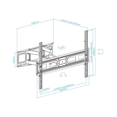 TooQ LP7866TN-B Soporte de Pared Giratorio/Inclinable para TV TooQ LP7866TN-B Soporte de Pared Giratorio/Inclinable para TV