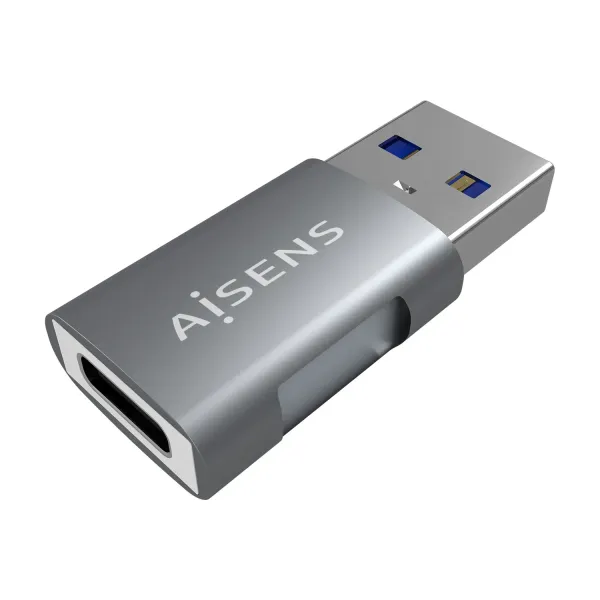 Aisens Mini Adaptador USB 3.2 Gen2 a USB -C Macho/Hembre Gris