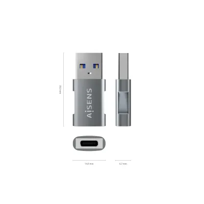 Aisens Mini Adaptador USB 3.2 Gen2 a USB -C Macho/Hembre Gris